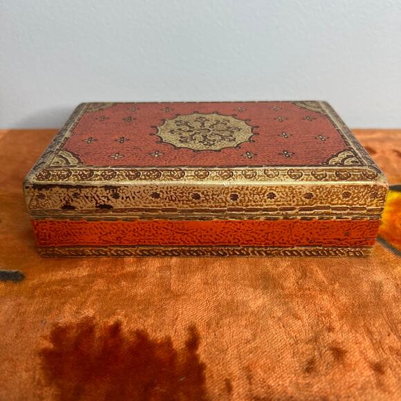 Vintage Gilt Wood Florentine Italian Cigarette Box Jewelry Trinket Dresser Italy - Picture 7 of 11